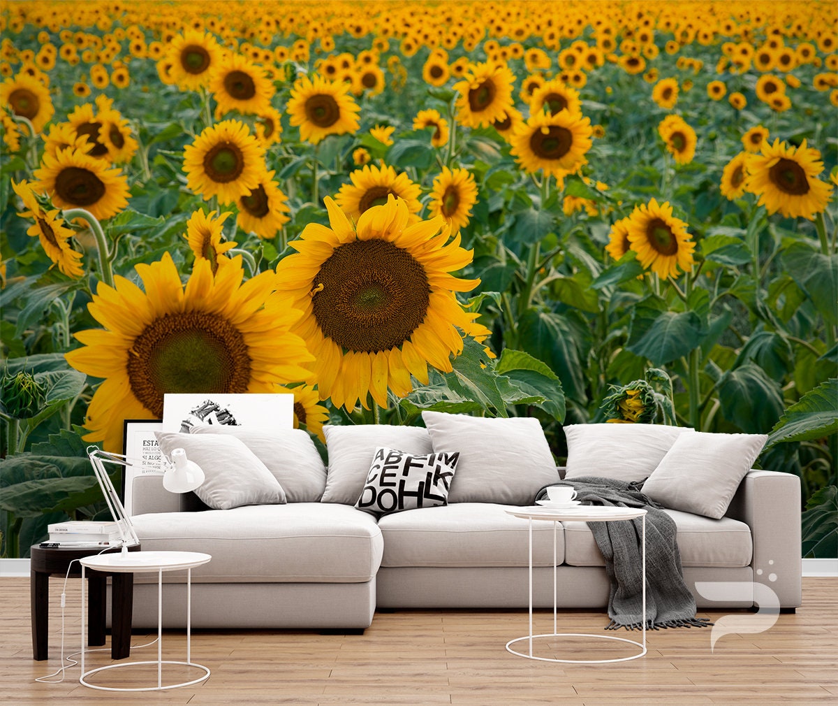 Sunflower WALL MURAL, Sunflower Field Wallpaper Mural, Large