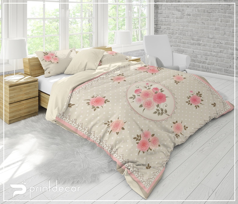 Shabby Chic Bedding Fl Duvet Cover Set Gentle Roses Flowers Twin Full Queen King Antique Style