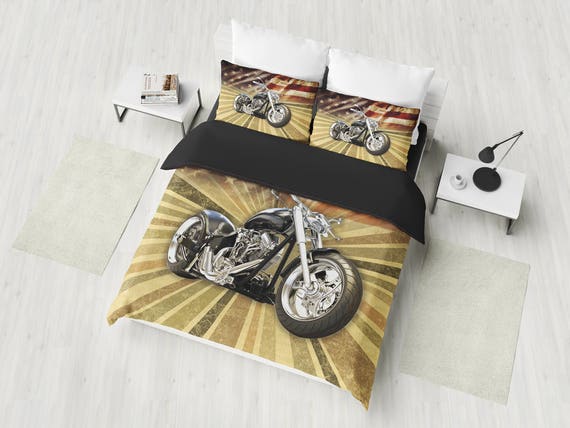 Harley Motorcycle Bedding Set American Chopper Duvet Cover Etsy