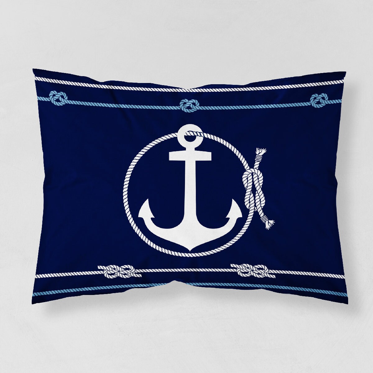 Nautical Anchor Duvet Cover Set Queen - 3D Printed Navy Blue Anchor & Rope Design, Microfiber, Includes 2 Pillow Shams (90x90 Inches)
