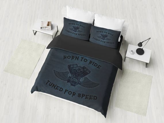 Motorcycle Bedding Set American Chopper Duvet Cover Set Born Etsy