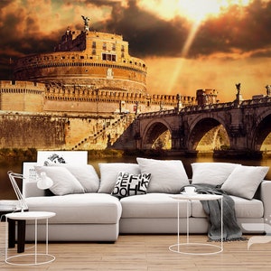 Rome WALL MURAL, Europe Wall Covering, Abstract Rome Italy Wall Art Print Poster, Removable and Reusable, Peel & Stick Wallpaper Mural