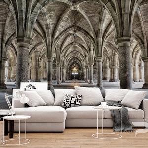 The Arcs WALL MURAL, Architecture Wallpaper Mural, Large Wall Mural, Self Adhesive Peel & Stick Mural, Medieval Stone Arcs Wall Mural