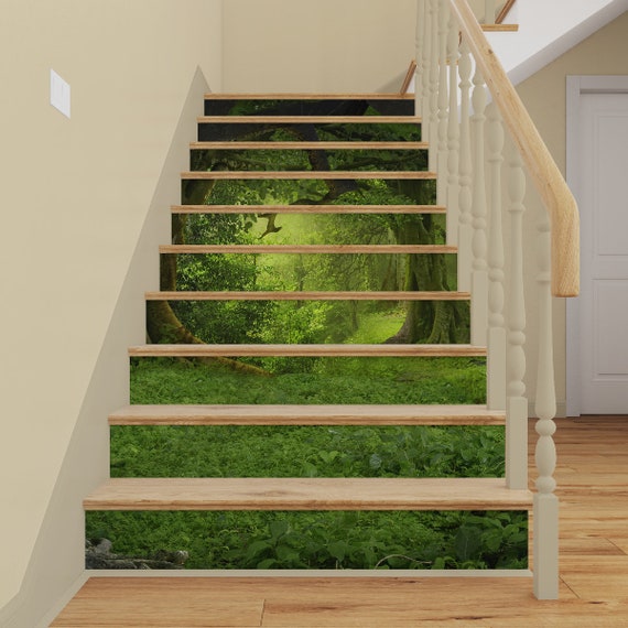 Details about / 3D Forest Stone ZHU597 Stair Risers Decoration Photo Mural Vinyl Wallpaper Zoe