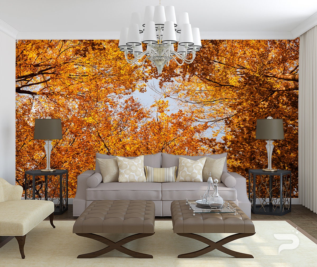 Autumn Treetop WALL MURAL Autumn Forest Wallpaper Mural Etsy