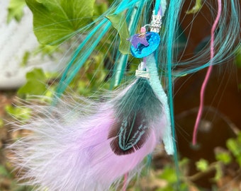 Unicorn Fairy Hair ~ Mystical Faery Extensions ~ Unicorn Charm ~ Feathers ~ Chakra ~ Hair Clip-in extensions ~ Healing Energy ~ Magical