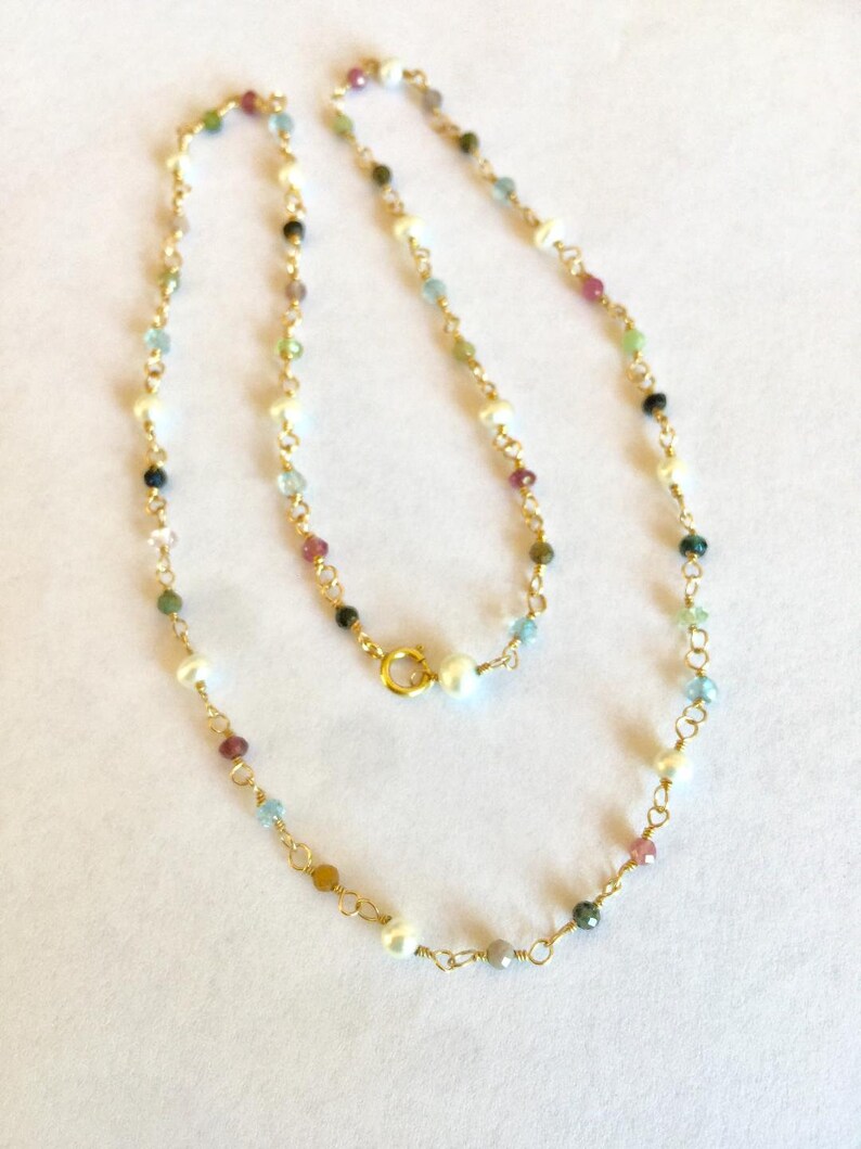 Pearl Necklace Gemstone Necklace Rosary Necklace Tiny Beads Etsy