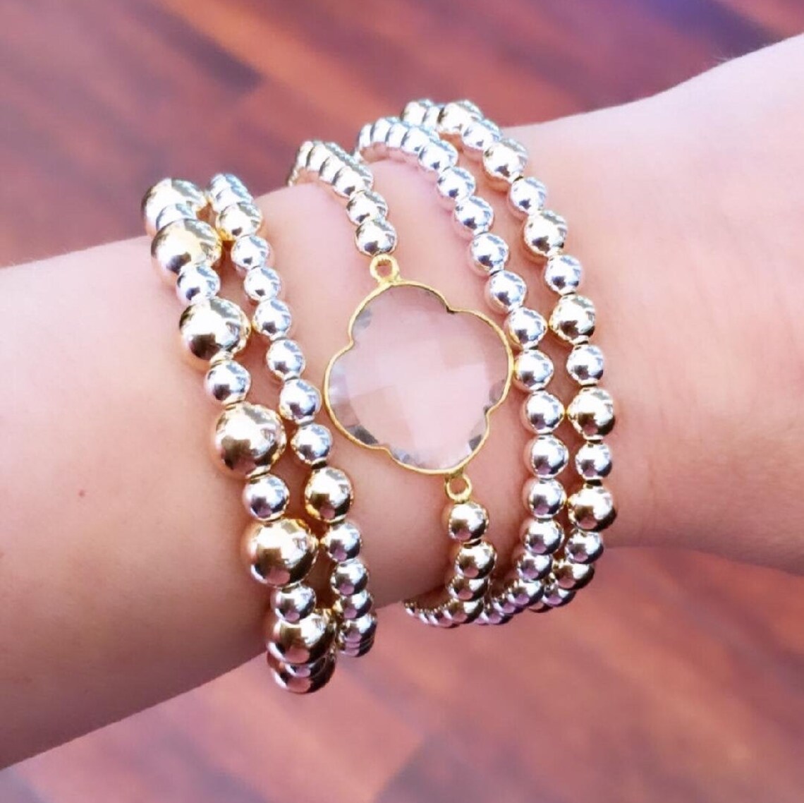 Bead Ball Bracelet Stretchy Bracelet Crystal Bracelet Stacking Etsy