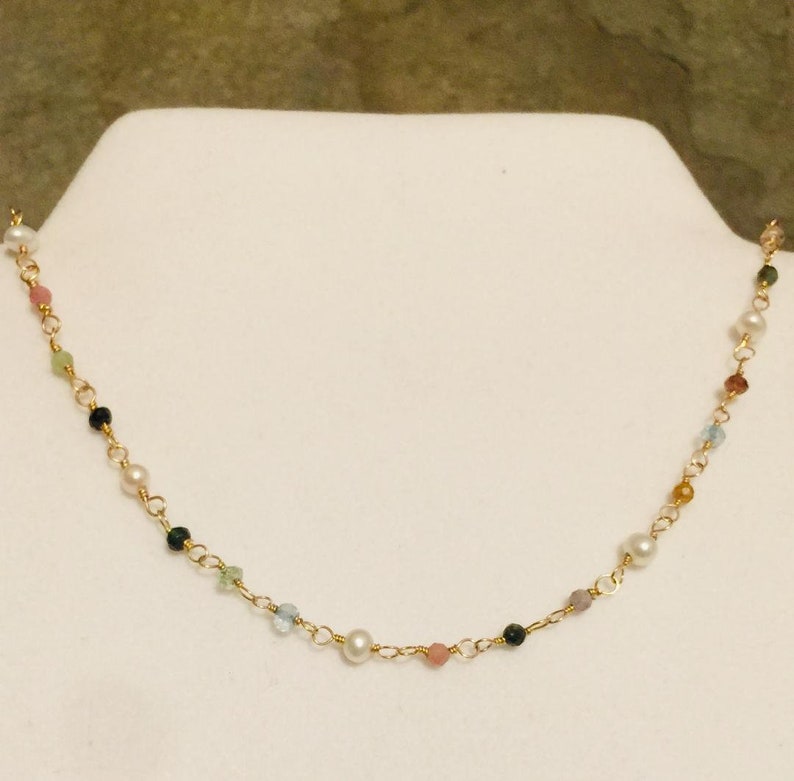 Pearl Necklace Gemstone Necklace Rosary Necklace Tiny Beads Etsy