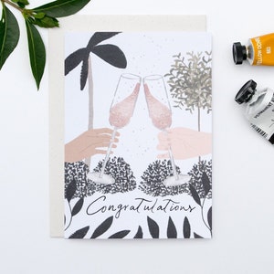 Carte de félicitations | Quelqu'un obtient le pétillant | Champagne | Bravo | Carte de mariage | Bravo à vous | Célébrer | Le studio de la perle cachée