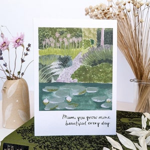 Carte de la fête des mères du jardin de fleurs | Carte de la fête des mères de jardinage | Carte simple de la fête des mères | Carte Fleurs sauvages pour maman