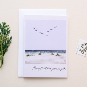 Cartão de Natal de Norfolk Beach, Wells Next The Sea, Holkham Beach imagem 1