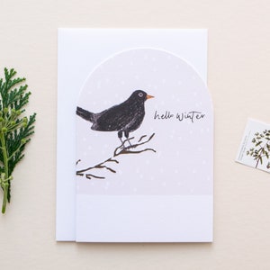 Black bird arched shaped Christmas card