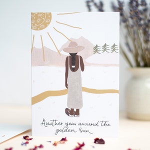 Cartão de aniversário de mulher negra, cartão de aniversário feminino, cartão de aniversário de natureza mágica