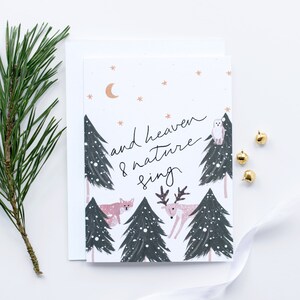 Carte de Noël Heaven & Nature | Carte de Noël de luxe unique | Carte de vœux vierge illustrée | Carte Scandinave Minimale Scandinave lettrée à la main