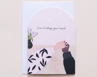 Holding Hands Valentines Day Card | I Love You Card | Anniversary Card For Him