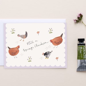 Dame folle de poulet, carte de poulet, poulet de ressort, carte d'anniversaire d'amant de poulet pour elle