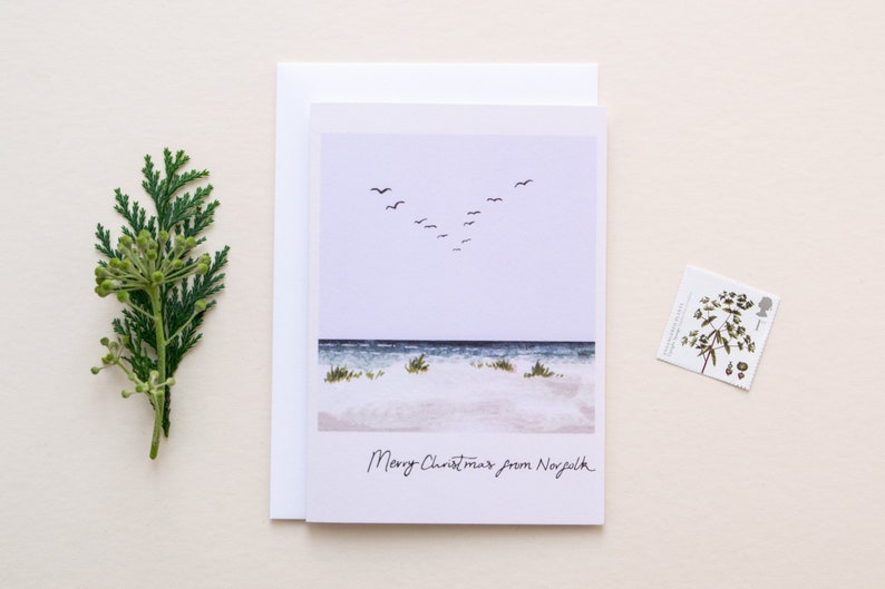 Cartão de Natal de Norfolk Beach, Wells Next The Sea, Holkham Beach imagem 1