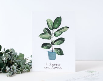 Happy New Home Card | Houseplant | Plant Lovers | New House Housewarming | First House Card | Moving House | Leaving Card | New Homeowners