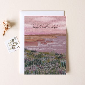 Carte d'anniversaire de montagne, carte d'anniversaire pour elle, carte d'anniversaire de nature, carte d'anniversaire de plage