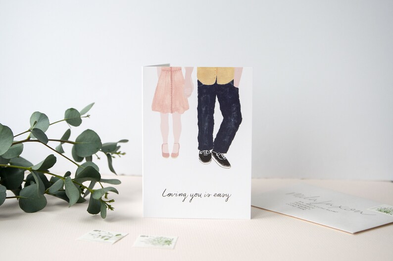 Valentine Card For Him I Love You Card Anniversary Card For Husband Boyfriend Card Couple Illustration Cute Valentine Card