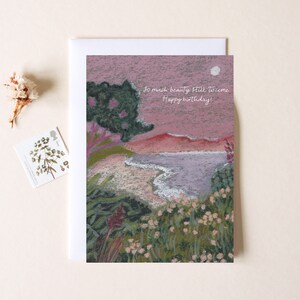 Carte d'anniversaire de montagne, carte d'anniversaire pour elle, carte d'anniversaire de nature, carte d'anniversaire de plage