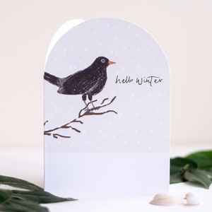 Hello Winter Blackbird Christmas Card image 2