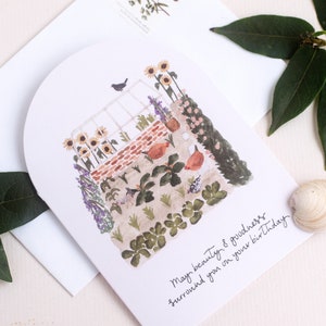 Cartão de aniversário de jardim, cartão de jardineiro, cartão de aniversário da natureza, cartão de distribuição, cartão de estufa, cartão de frango, cartão de Salmo 23, cartão cristão imagem 2