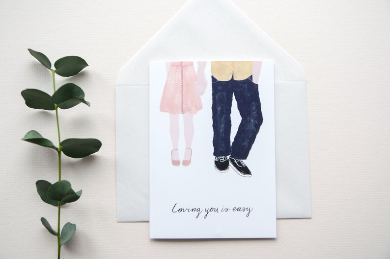 Valentine Card For Him I Love You Card Anniversary Card For Husband Boyfriend Card Couple Illustration Cute Valentine Card