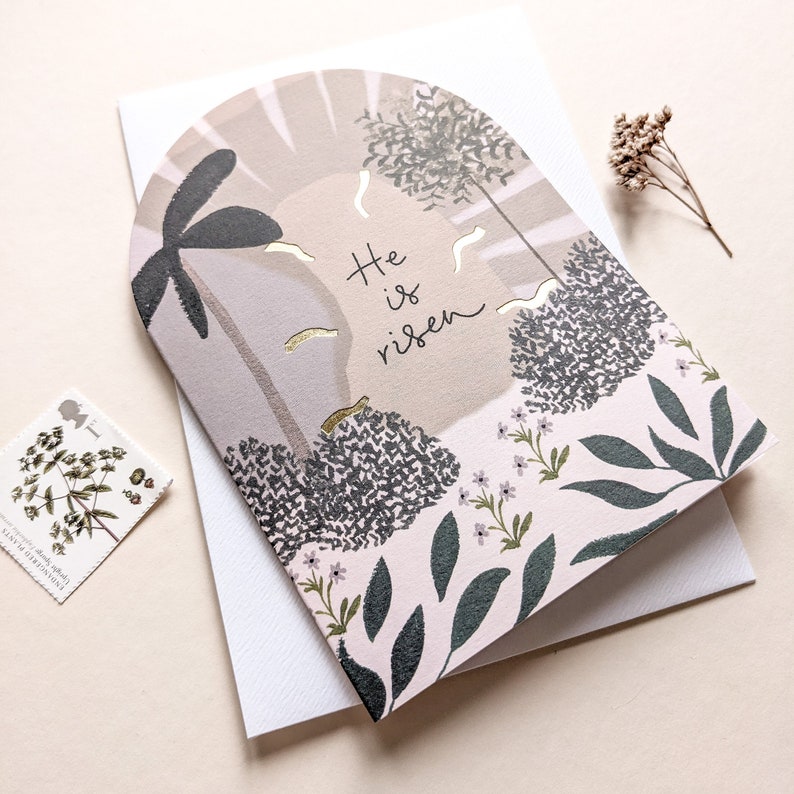 he is risen christian easter card