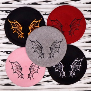 Batwing Wool Beret with Black Thorn Charm