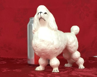 Vintage Medium Porcelain White French Poodle Figurine 5 1/4&quot; tall Orion Japan D63