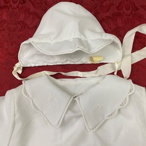 Vintage Infant Baby Boy Jacket Doll Toddler White Silky Coat and Hat Set Cotton Lined VC171 image 4