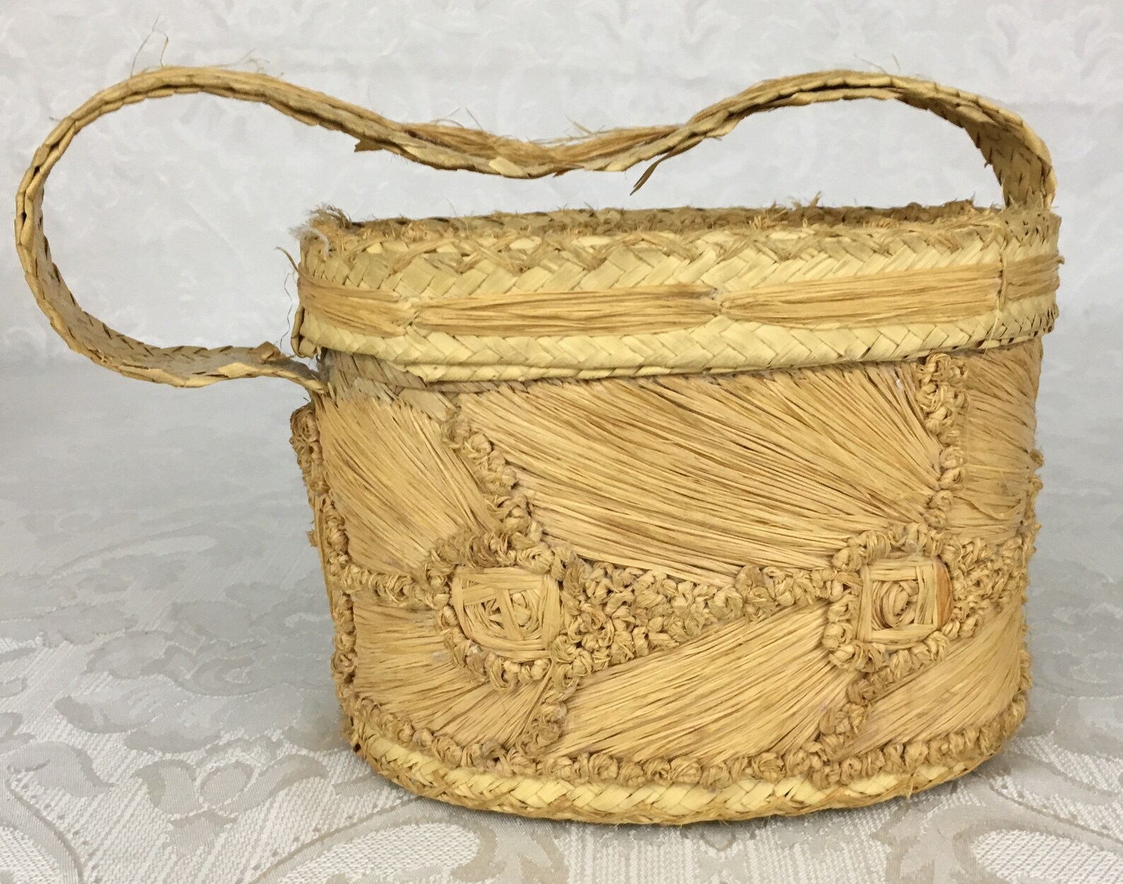 Vintage Woven Straw Box Purse Wicker Basket Handbag Cloth Etsy