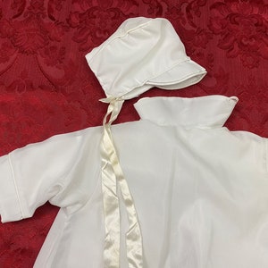 Vintage Infant Baby Boy Jacket Doll Toddler White Silky Coat and Hat Set Cotton Lined VC171 image 7