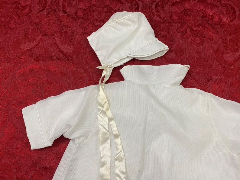 Vintage Infant Baby Boy Jacket Doll Toddler White Silky Coat and Hat Set Cotton Lined VC171 image 7