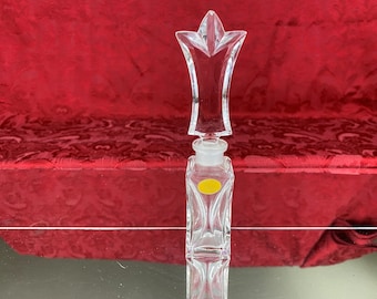 Vintage West German Art Glass Perfume Scent Bottle Fleur-de-lis Stopper Collectible Vanity PB51
