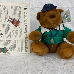 Vintage 1991 Lands End & Gund Plush Teddy Rugby Bear Coach Bear Original Box DO321