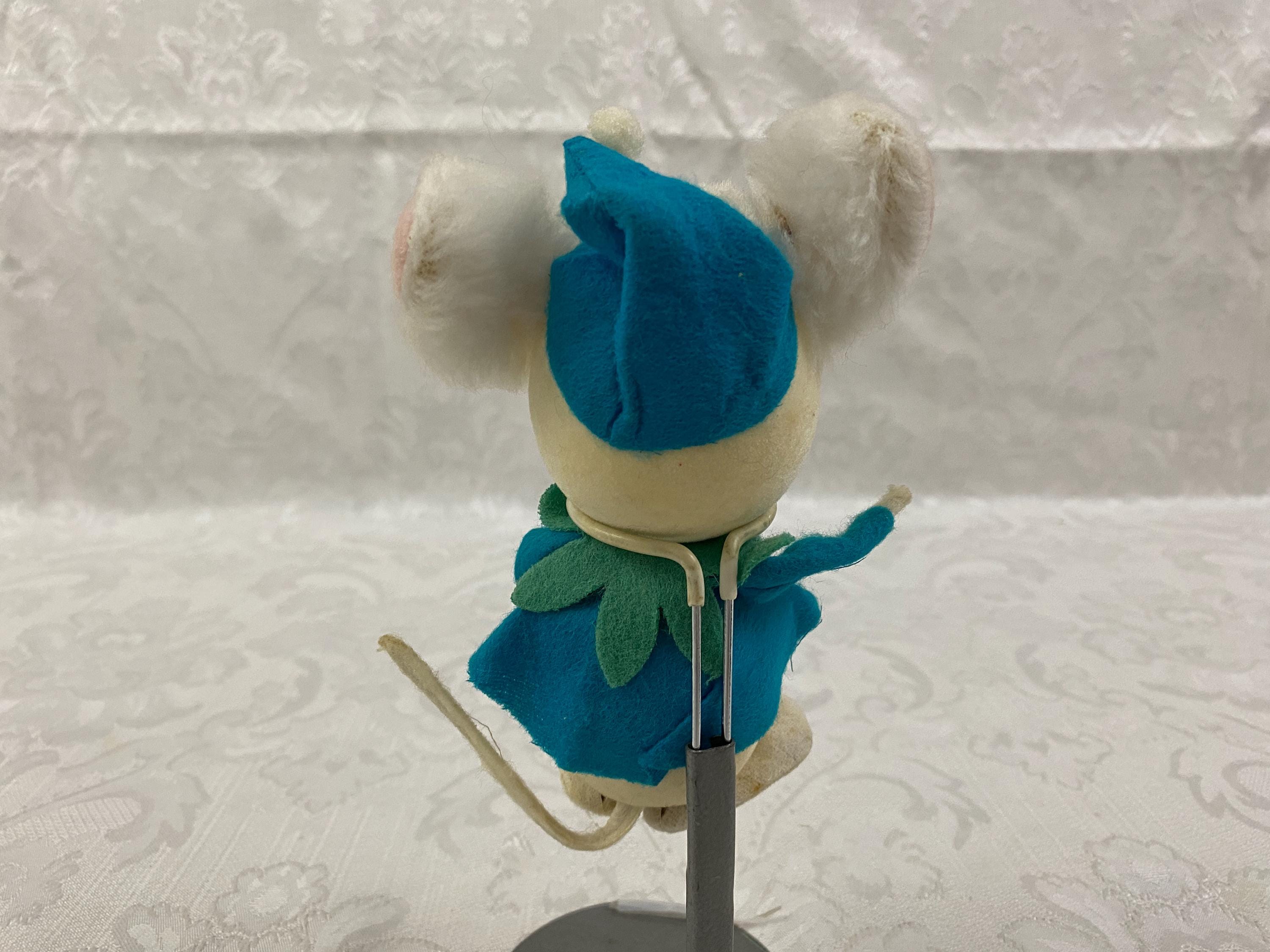 Vintage Kitschy Christmas Mouse Flocked Foam Long Eye Lashes Japan