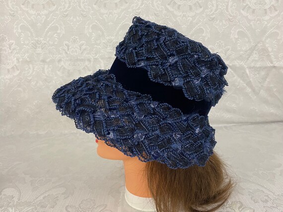 Vintage Mid Century Woman's Navy Blue Mushroom Bu… - image 2