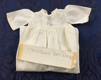 Antique Handmade Hand Stitched Sewn Doll Christening Dress Eyelet Bust DC51