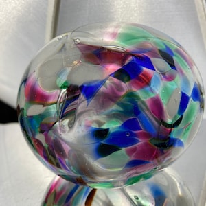 Vintage Art Glass Paperweight Colorful Abstract Controlled Bubbles 1 lb 11.3oz PW76