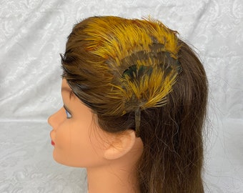 Vintage Women's Pheasant Feather Hat with Bangs Fascinator Hat Head Piece H366