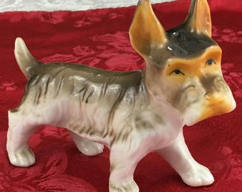 Vintage Porcelain Scottish Terrier Dog Scotty Figurine 4 1/4&quot; Tall D22