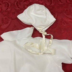 Vintage Infant Baby Boy Jacket Doll Toddler White Silky Coat and Hat Set Cotton Lined VC171 image 8