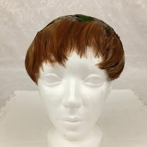 Vintage Women Francis Heklin Pheasant Feather Bangs Designer Fascinator Hat Head Piece H127