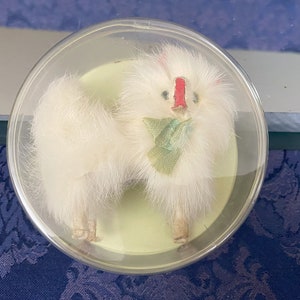 Vintage Spitz Salon Dog White Rabbit Fur Toy Dog Original Packaging Kitsch Collectible VT72