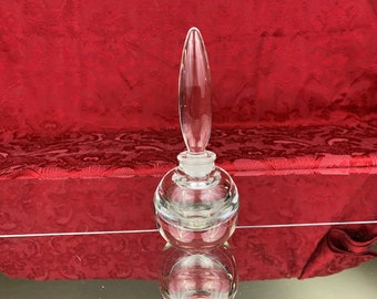 Vintage Hand Blown Art Glass Perfume Scent Bottle Tall Stopper Collectible Vanity PB52