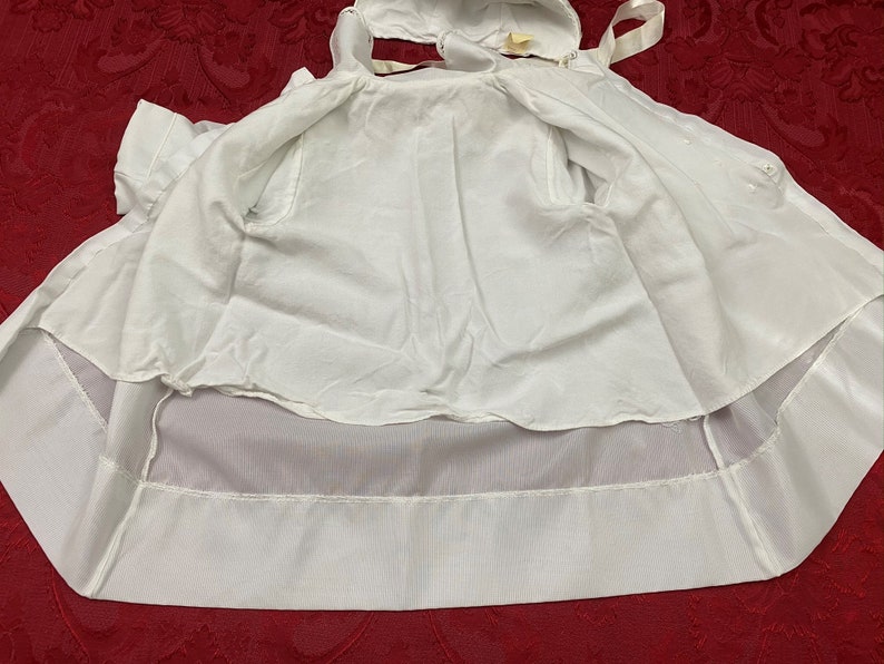 Vintage Infant Baby Boy Jacket Doll Toddler White Silky Coat and Hat Set Cotton Lined VC171 image 6