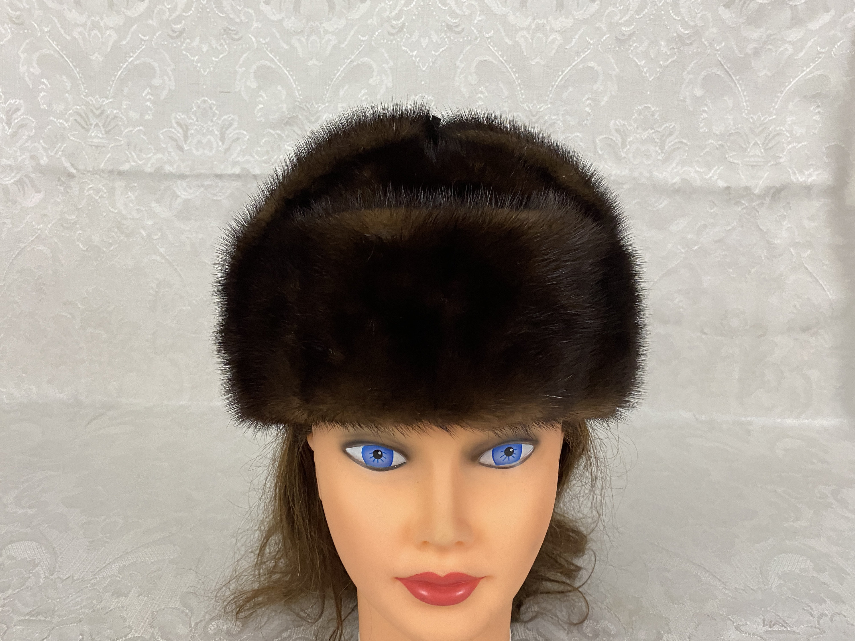Vintage Brown mink Pillbox Hat 1960s vintage faux fur pillbox hat in dark espresso brown  main image 4